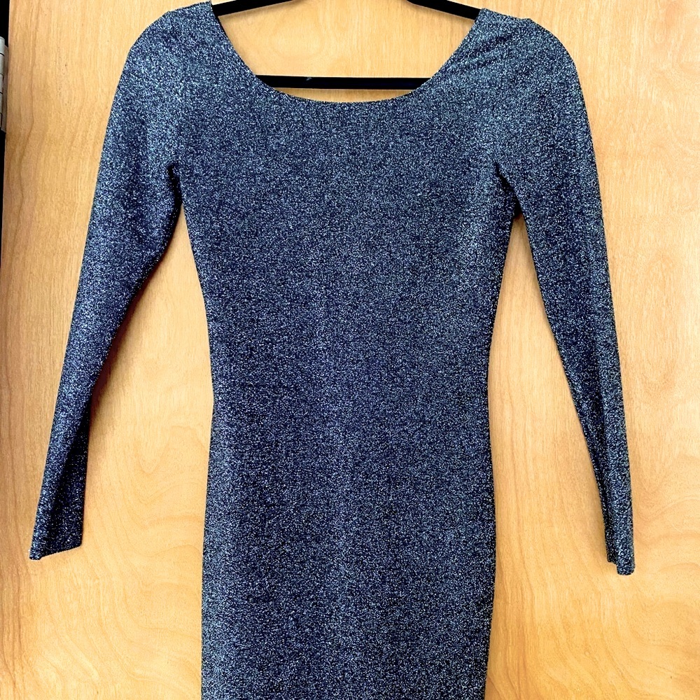 Black sparkle long sleeve dress